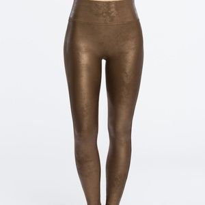 Spanx faux leather leggings/copper/small